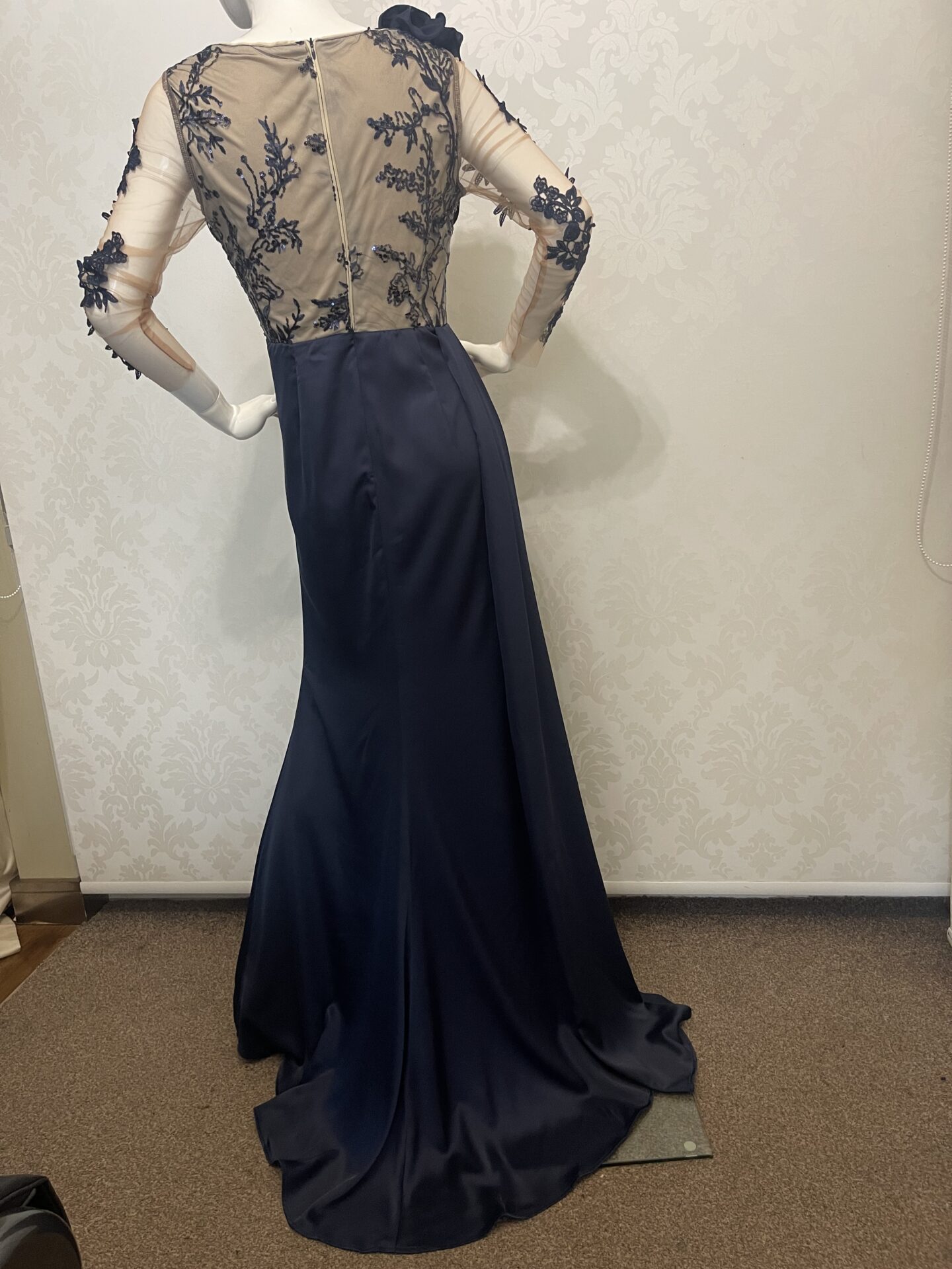 Granatowa długa Suknia Maxi Glamour , wizytowy ,premium. - obrazek 2