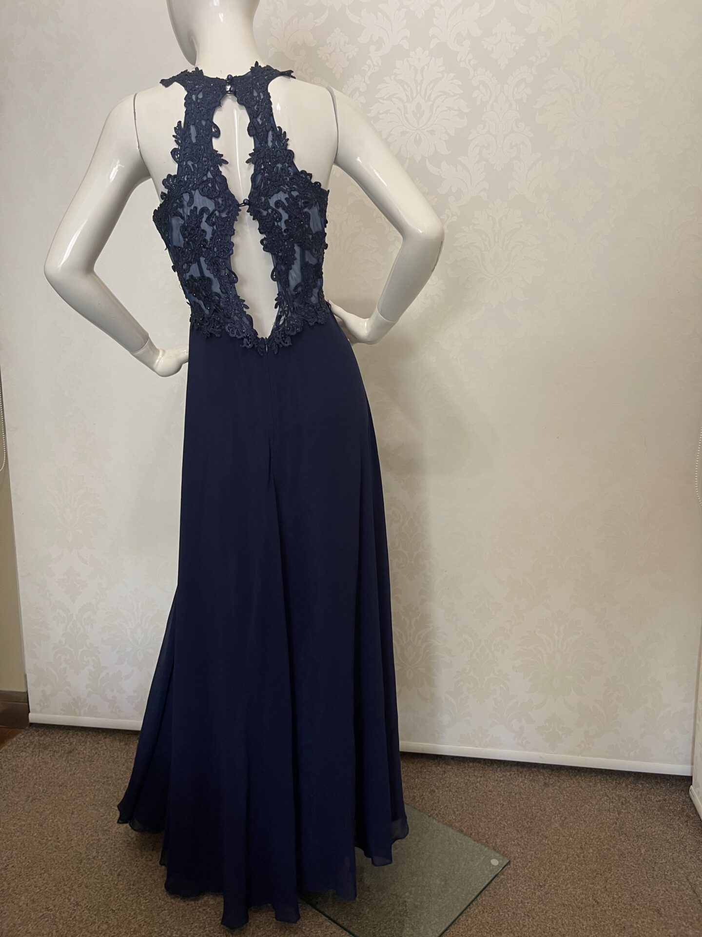 Granatowa Suknia Maxi w stylu Glamour. - obrazek 4